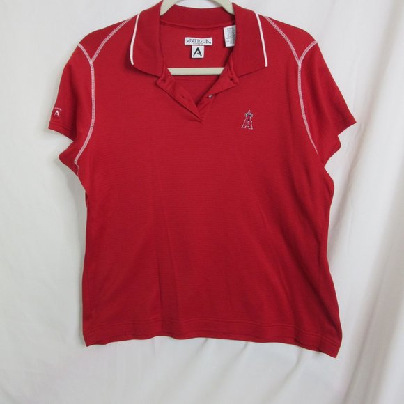 Angels Antigua Women's Vintage Baseball Red Polo Shirt Size Large - Picture 11 of 11